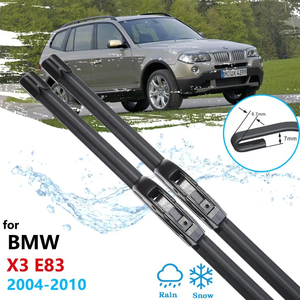 Spazzole tergicristallo per BMW X3 E83 2004 2005 2006 2007 2008 2009 2010 Parabrezza anteriore Tergicristalli Accessori auto Adesivi