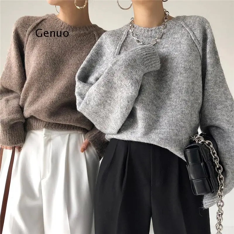 2021 Spring Winter Women Sweater Knitted Oversize Wild Fashionable Warm Vintage Femininas Pullovers Tops