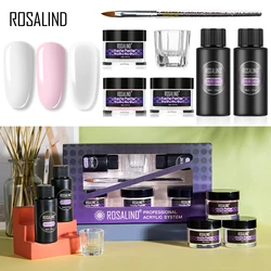 ROSALIND Acrylic Nail Kit Crystal Powders For Manicure 3D Nail Extension Builder Set Nail Art UV LED Acrylic Powder Tool Set