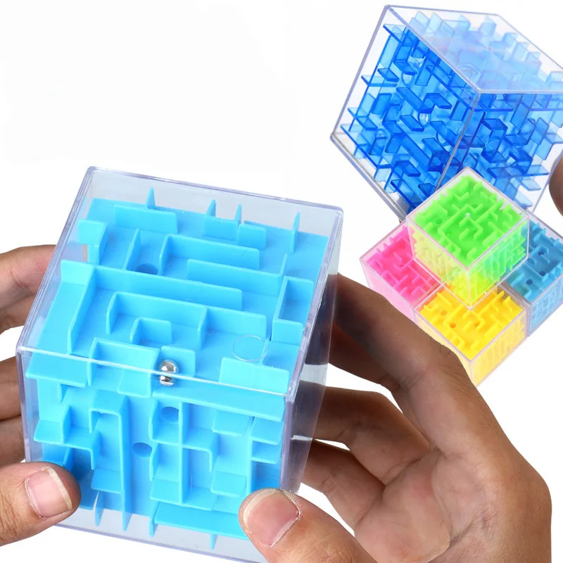 

3D Maze Transparent Six-sided Puzzle Toy Hand Game Case Box Fun Brain Game Challenge Toys Balance Educational Toys for Children