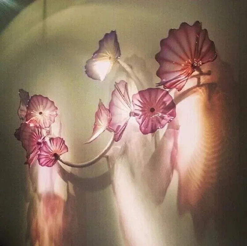 LED الحديثة الزخرفية زهرة شكل ضوء الجدار الزجاجي مطعم الجدار إضاءة ديكورية