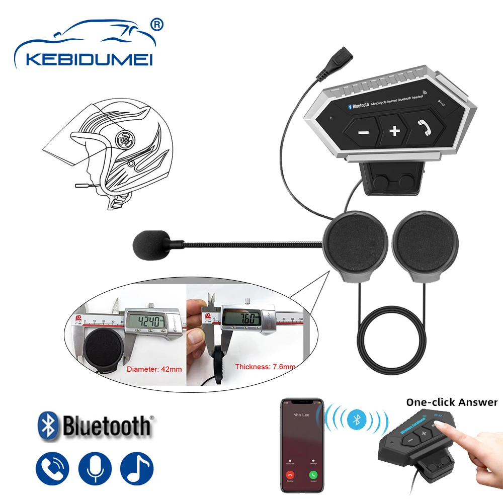 

2021 New Dropshipping!! Upgraded Silve BT12 Motorcycle Helmet Headset Bluetooth Intercom Hands-free Microphone Earphone