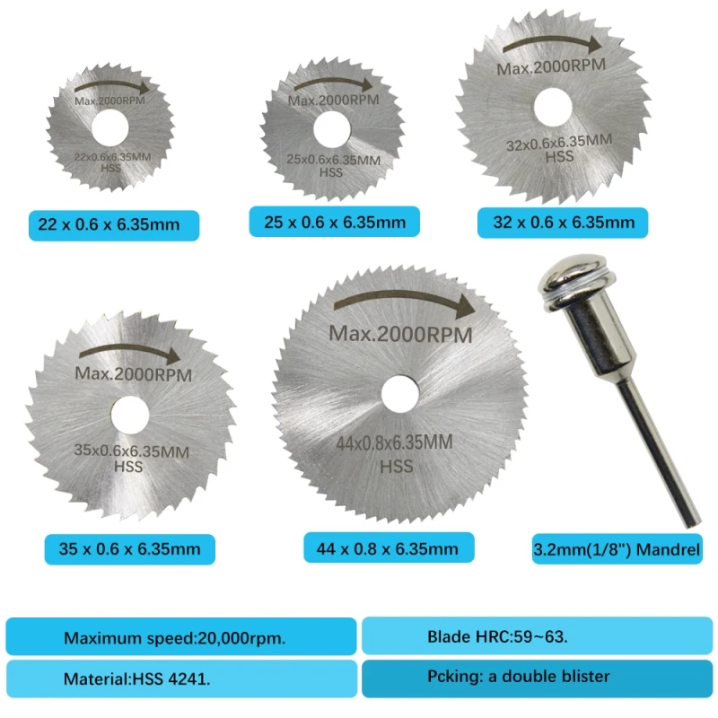 Mini Circular Saw Blade Set High Speed Steel Cutting Disc 1/8\