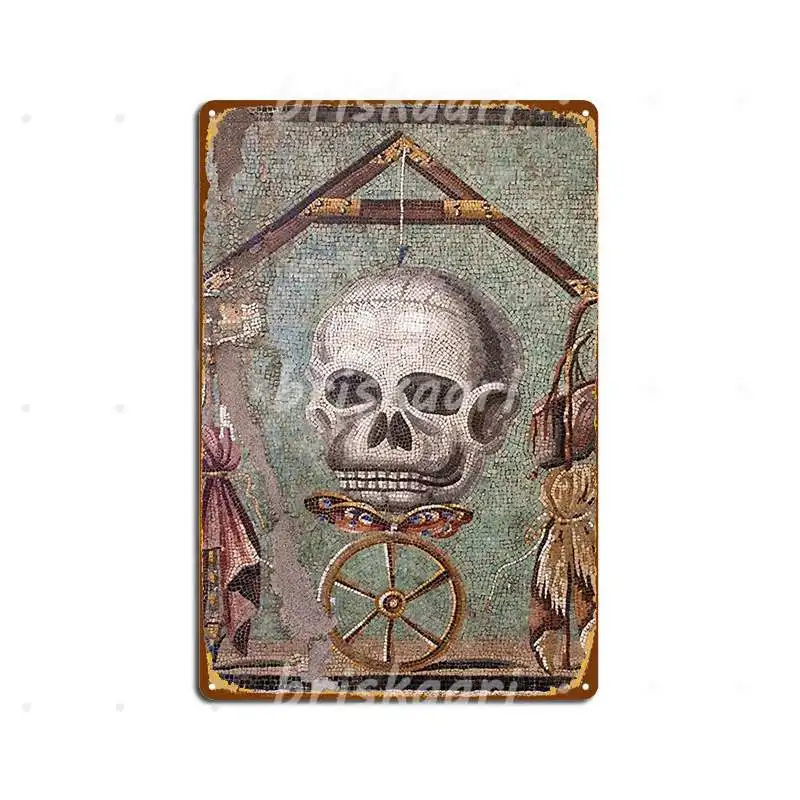 Memento Mori Mosaic From Pompeii Metal Signs Cinema Garage Kitchen Wall Decor Custom Metal Posters