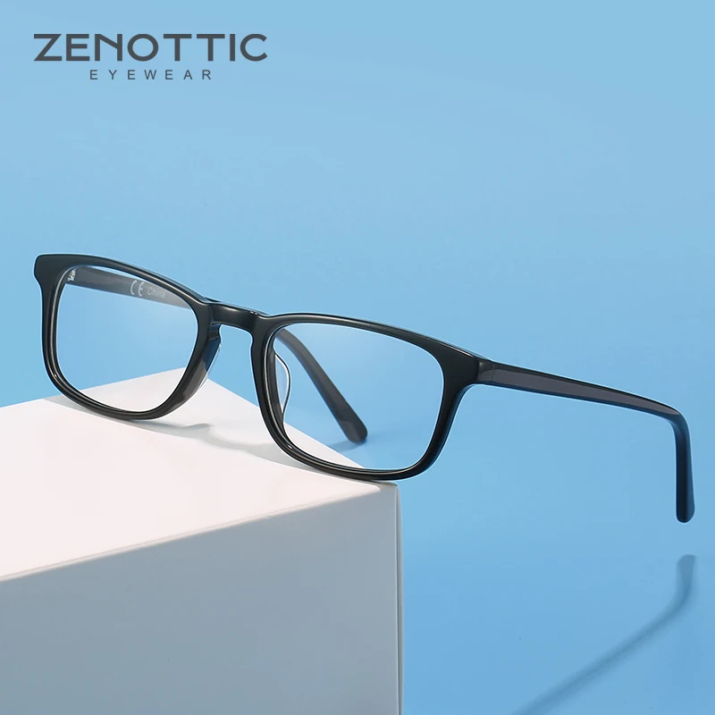 

ZENOTTIC Acetate Optical Glasses Frame Women Men Ultralight Small Rectangle Non-Prescription Eyewear Clear Lens Eyeglasses