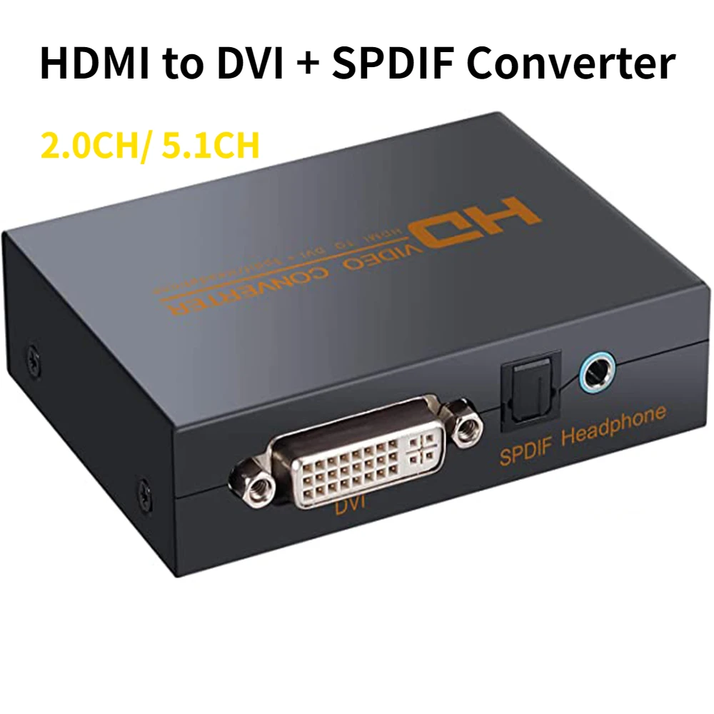 HDMI do DVI + SPDIF/słuchawki konwerter wideo Adapter do PS3 DVD + moc Adapter HDMI do DVI konwerter