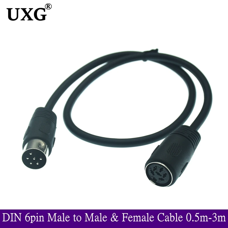 DIN 6-poliger Stecker auf Stecker und Buchse, Kabel-Adapter-Stecker, großer DIN 6-poliger Audio-Datensignal-Verlängerungskabel, Kabel 0,5 m, 1 m, 1,5 m, 3 m