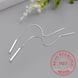 100% 925 Sterling Silver Long Drop Earrings for Women Wedding Party Gifts Sterling-silver-jewelry pendientes