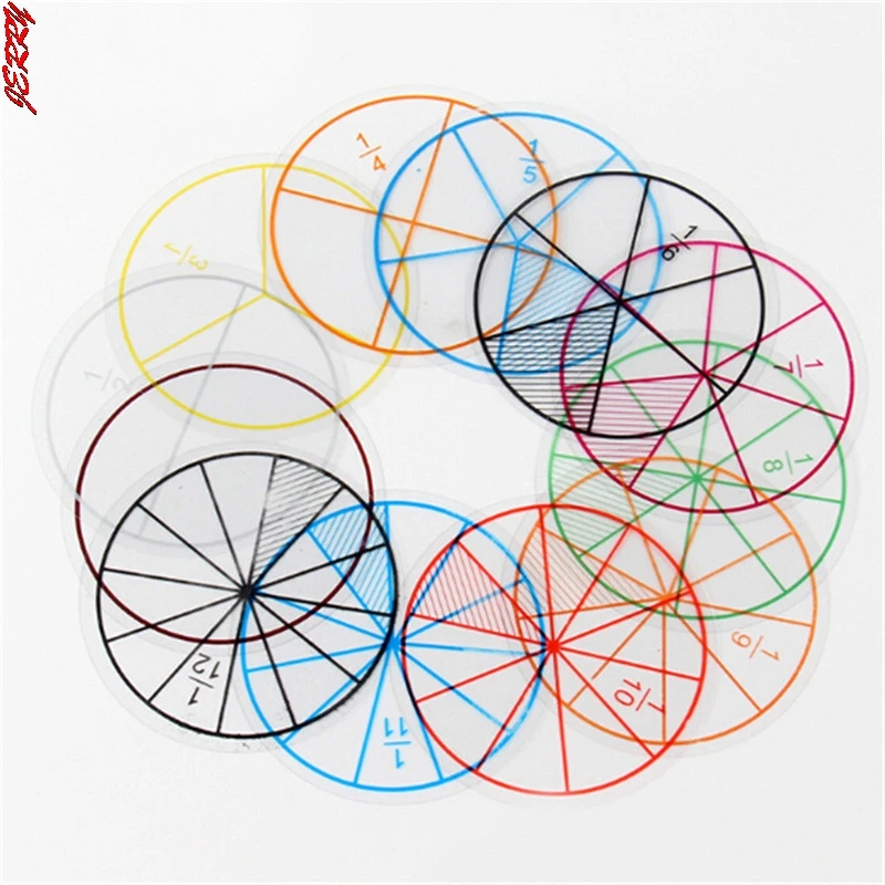 Nuovi 9/12 pezzi di apprendimento della prima educazione conteggio degli aiuti didattici matematici piastrelle a frazione magnetica arcobaleno rotondo