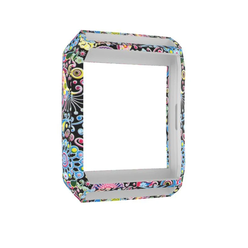 YAYUU سيليكون الأزهار المطبوعة إطار الجلد الغطاء الواقي الحال بالنسبة ل Fitbit الأيونية ساعة ذكية