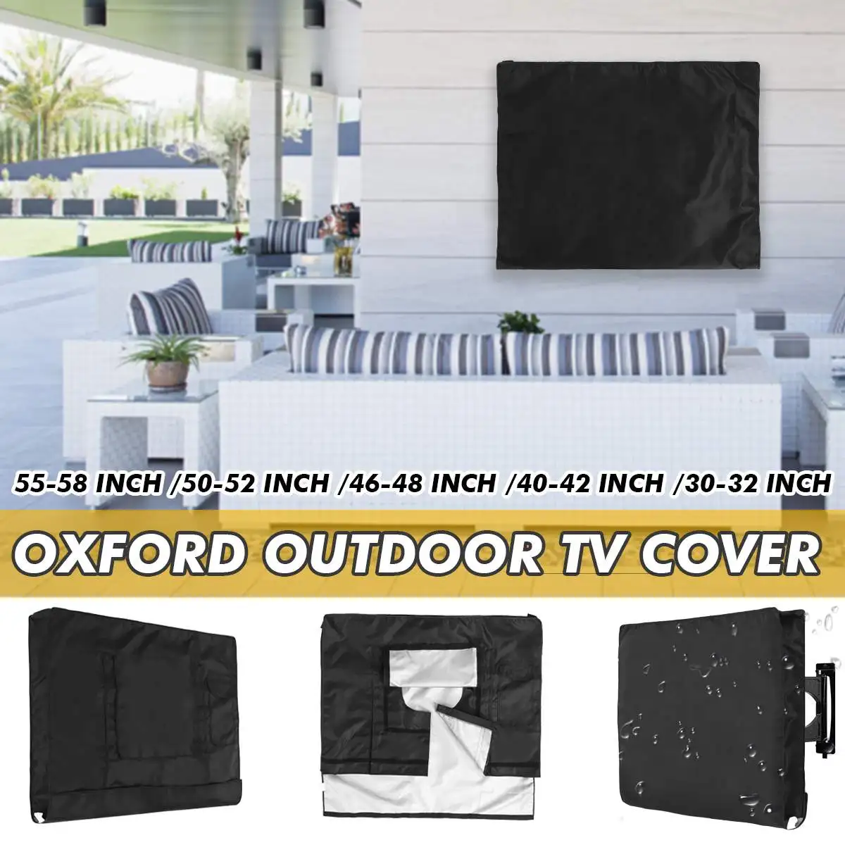 Outdoor TV Cover Protect TV Screen Dustproof Waterproof Cover All-Purpose Dust Covers Oxford Television Case for 30-58 Inch TV