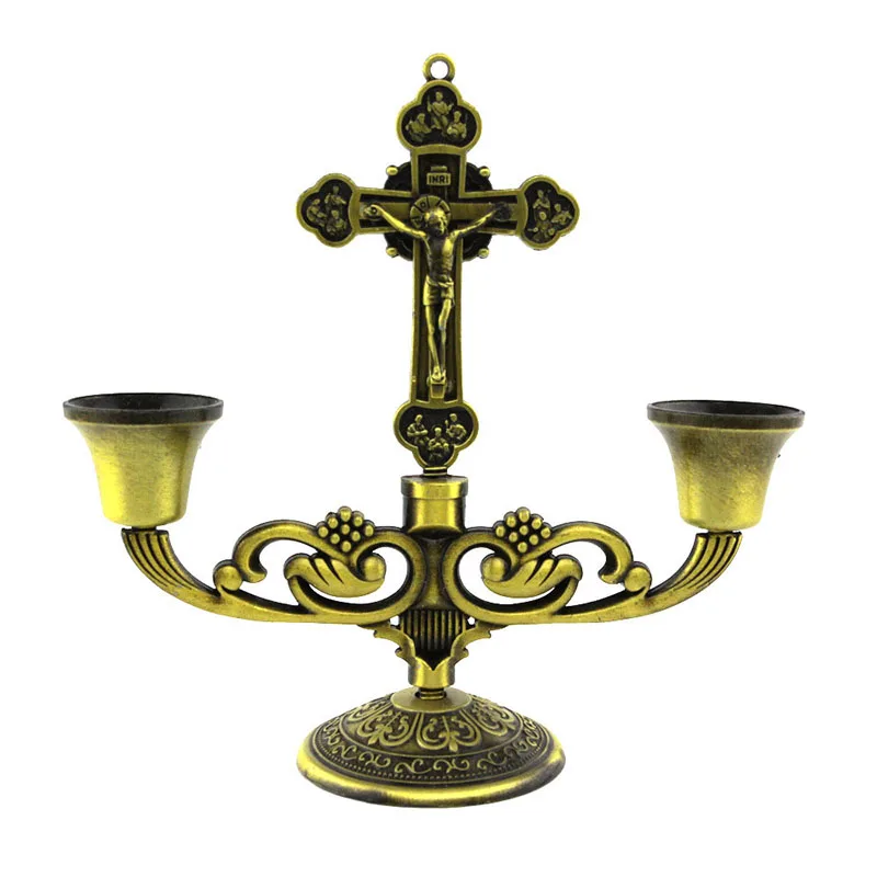 HeyMamba Bronze Metal Candle Holders Christian Candle stick holder Home Wedding Decoration Candle Stand Gifts