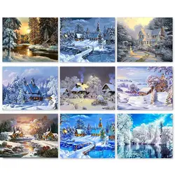 CHENISTORY Paint By Number Winter Snow landscpe Drawing On Canvas HandPainted Art Gift immagini fai da te per numero kit Home Deco