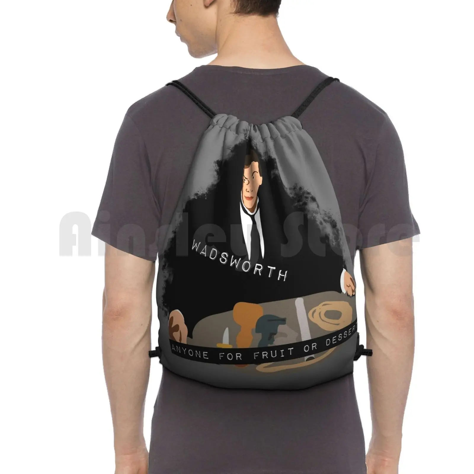 

The Butler Wadsworth Backpack Drawstring Bag Riding Climbing Gym Bag Clue Cluedo Tim Curry 1985 Movie Funny Cult Movie Film