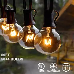 50Ft Patio String Light G40 Globe Festoon Lights Outdoor Fairy Light Retro Street Garland For Wedding Garden Backyard Decoration