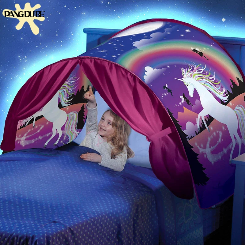 Dropshipping Kids Bed Tent Children Dream Bed Tents With Storage Pocket Girl Bed Tent Kids Room Decor Kid Toys Gift