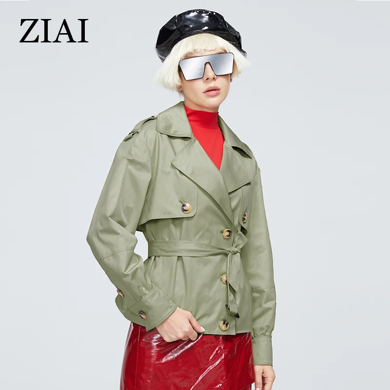 ZIAI 2022 Hotsale Spring Autumn Women's Short Lapel Trench Coat Fashion Trend Female Raincoat Business Windbreaker ZS-T092