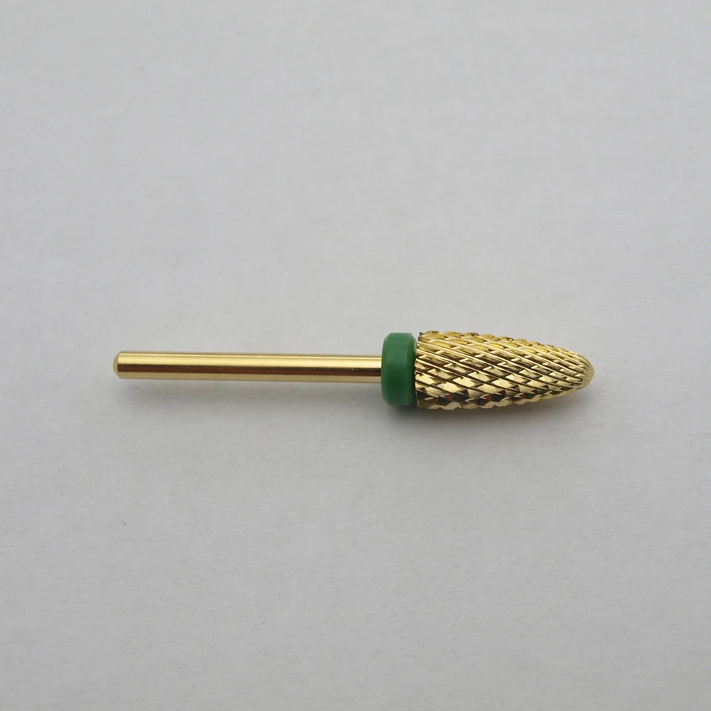 KIMAXCOLA 1 stücke Gold Beschichtet Sicherheit Cutter Hartmetall Nail art Bohrer Für Elektrische Maniküre Maschine Zubehör Werkzeuge – Detail 6