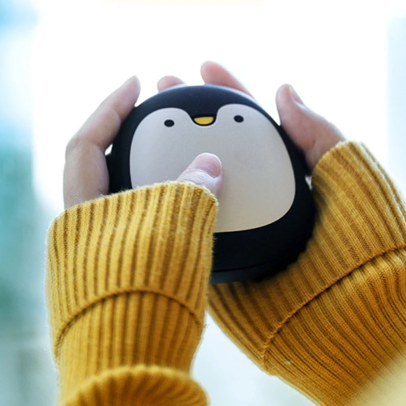 Cute dos desenhos animados pinguim urso polar aquecedores de mão elétrica usb recarregável aquecimento u1je