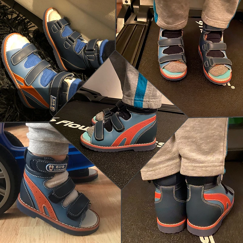 Ortolucland sandali per bambini ragazzi bambini scarpe ortopediche in pelle estate blu Running Chaussure per bambini da 2 a 12 anni