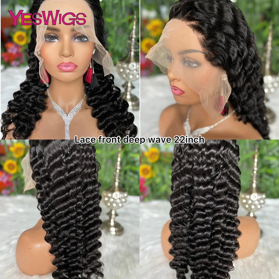 Yeswigs Brazilian Deep Wave Human Hair Wigs Lace Frontal Wigs Pre-Plucked 32 Inch 13x4 Lace Front Wigs For Women Virgin Hair