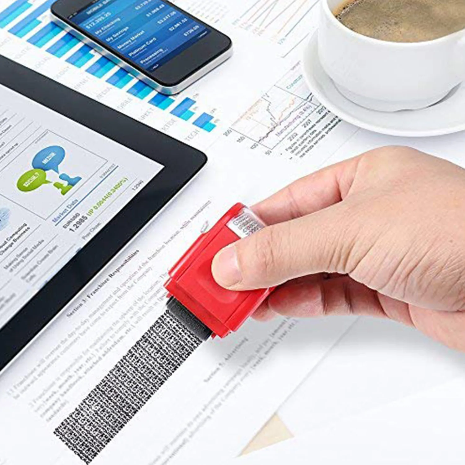 Refillable Wide Identity Protection Theft Security Stamp Roller with 3 Ink Refills for Envelopes Package Privacy Information