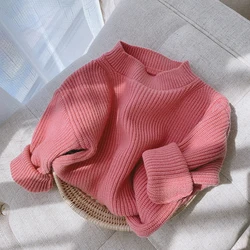 Melario Solid Color Baby Girls Soft Wool Knitted Sweater for Children's Tops Clothes 2023 New Kids Cashmere Pullover Sweaters