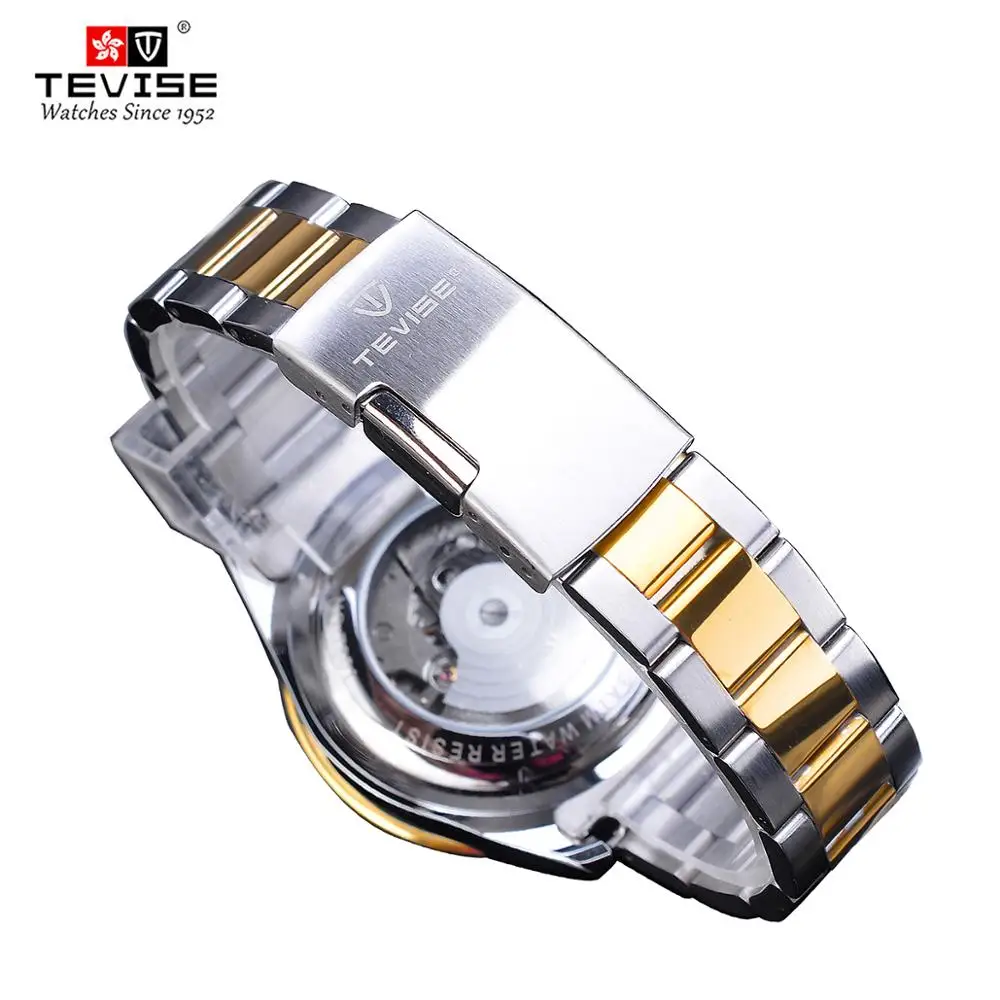 TEVISE Tourbillion Calendar Design Blue Golden Royal Navy Mens Automatic Brand Watch Top Luxury Mechanical Hour Male Waterproof