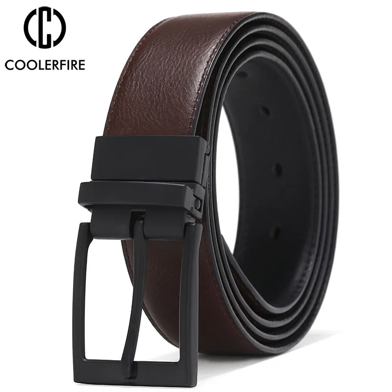 Hommes ceinture affaires robe ceintures pour hommes en cuir véritable ceinture réversible boucle marron et noir mode travail décontracté HQ111