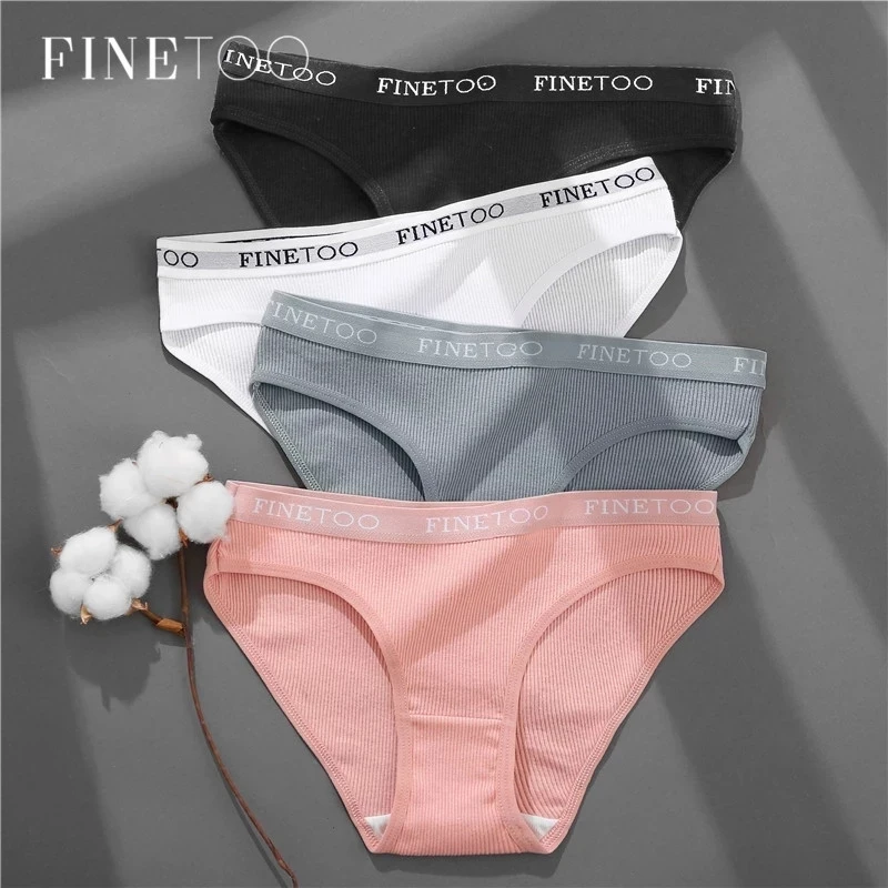 FINETOO 3PCS/Set Women\'s Underwear Cotton Panty Sexy Panties Female Underpants Solid Color Panty Intimates Women Lingerie M-2XL