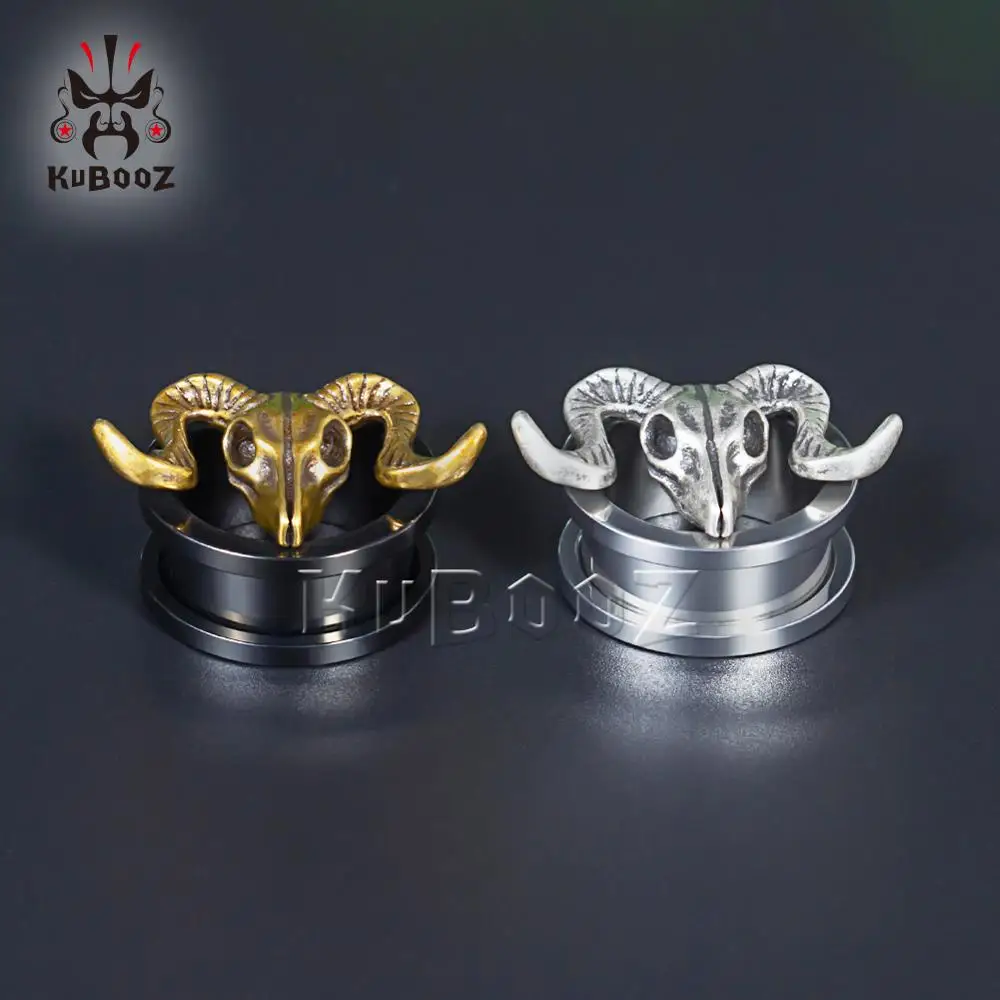 KUBOOZ Vintage Ear Piercing Plugs Tunnels Stainless Steel Studs Screw Body Jewelry Gauges Earrings Fashion Gift For 2PCS 0G 00G