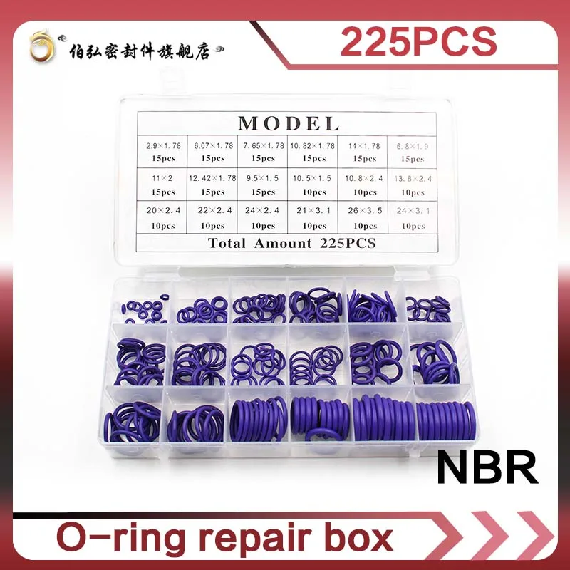 

Nitrile Rubber 225pcs O Rings NBR Sealing O-rings Washer Rubber oring Wear-resistant waterproof and oil resistant O Ring Seal