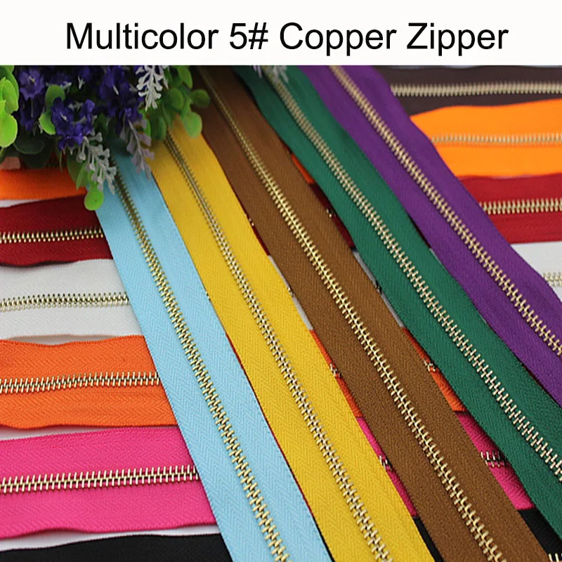 

10Yards 5# Colorful High Quality Open-end Auto Lock Gold Metal Copper Zipper DIY Handcraft For Clothing Bag Garment Shoe Parts