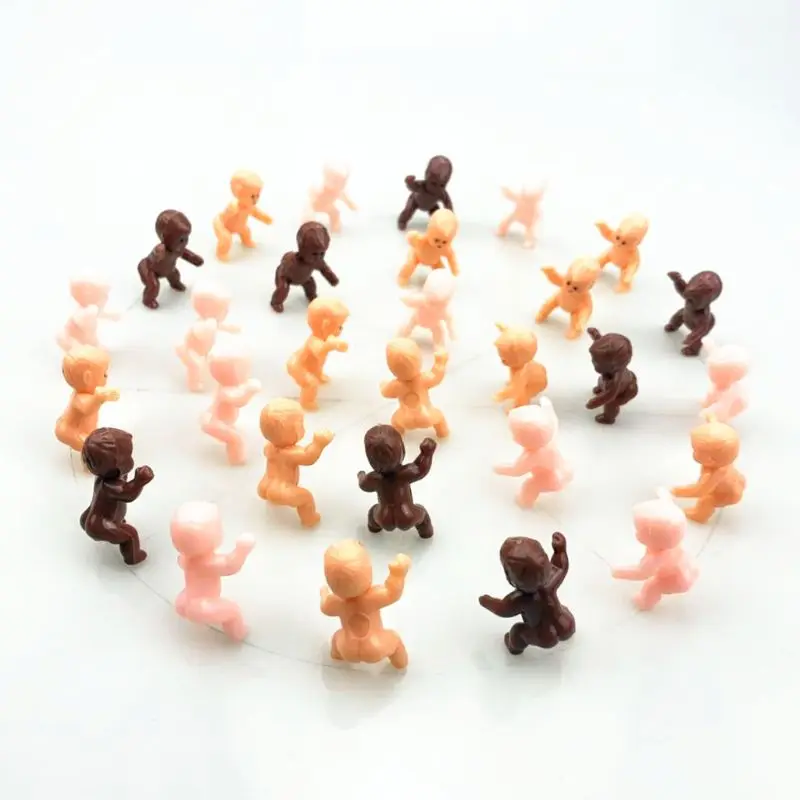 60Pcs 3cm/1.2Inch Mini Plastic Baby Dolls Figures Toy Party Favors for Baby Shower and Ice Cube Game Infant Toddles Bathing Doll