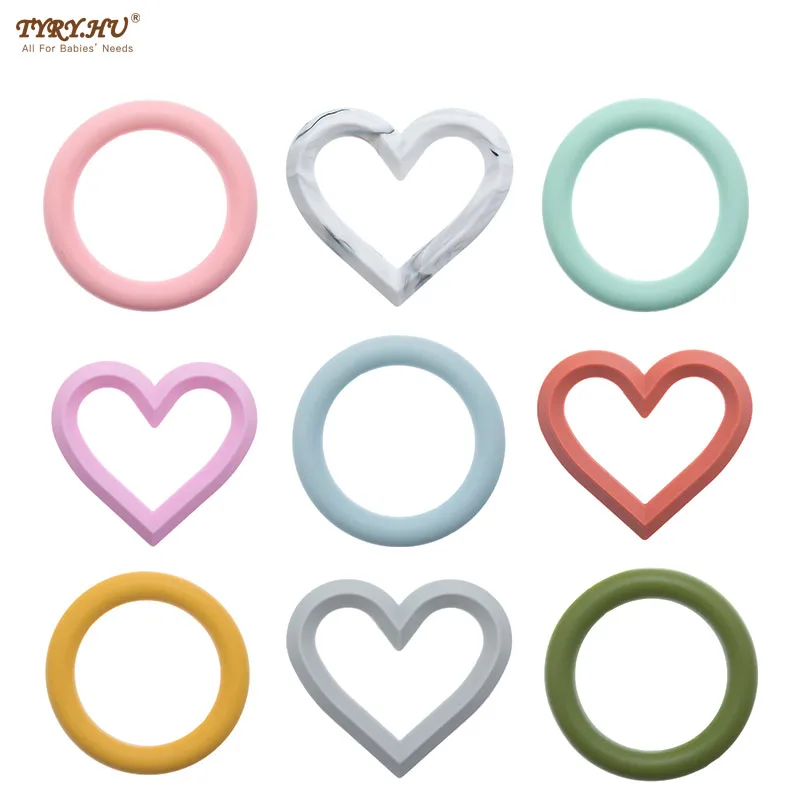 TYRY.HU 1pcs Baby Teether Soft Silicone Round/Heart Toddler Molar Pain Relief Tool Kids Teether Baby Toy Food Grade Accessories