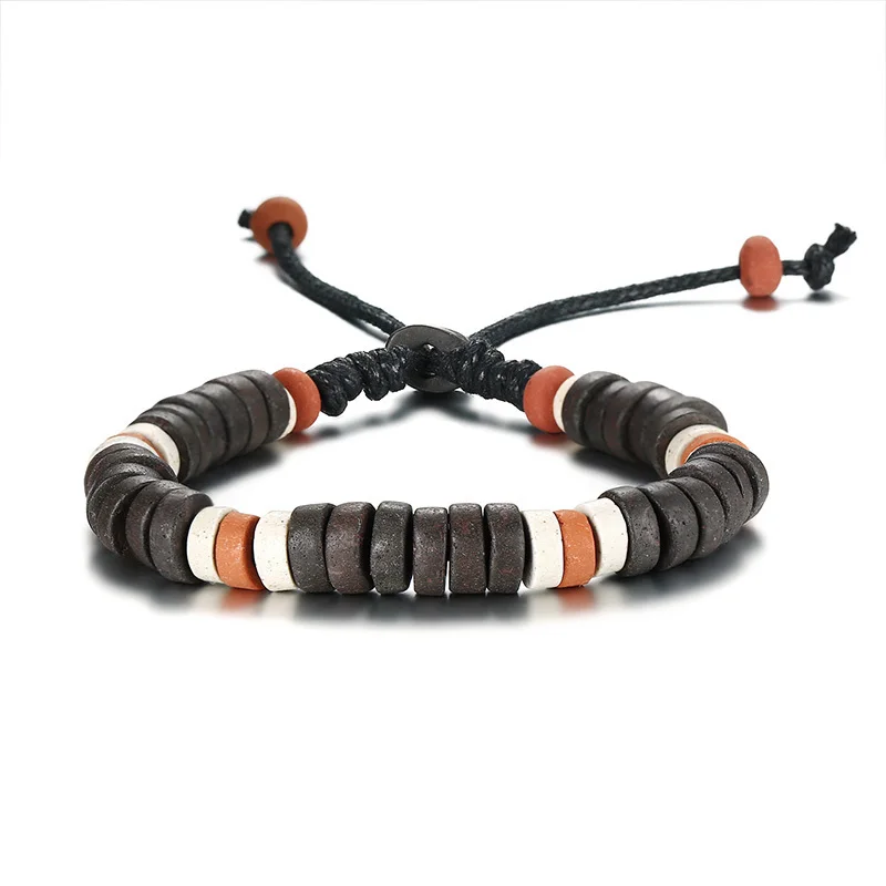 Ancient African Tribal Style Natural Stone Beaded Bracelet for Men Women Ethnographic Unisex Jewelry Adjustable size