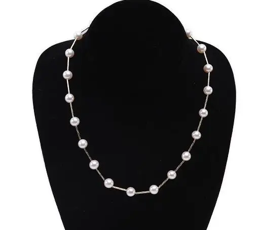 

Selected 8-9mm Cultured Freshwater Pearl Necklace With Sterling Silver Chain 18inch