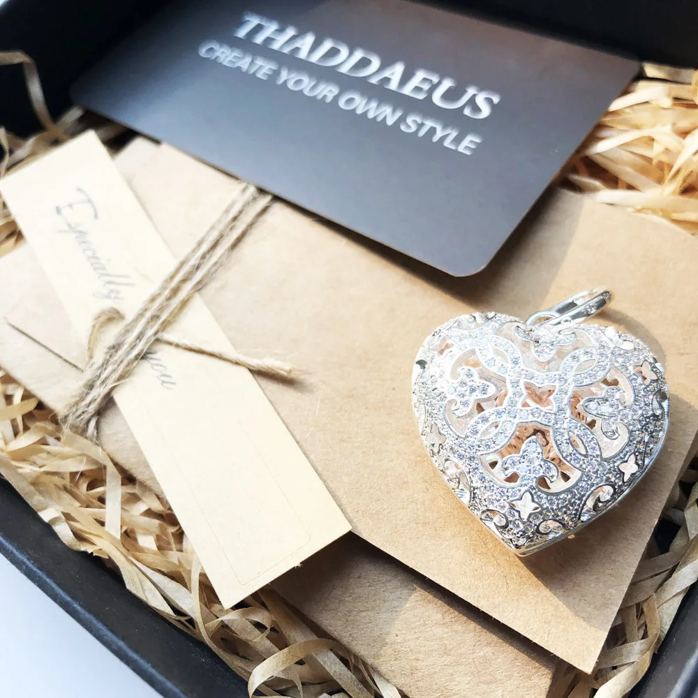 Anhänger Liebe Herz Medaillon Mode Glamour 925 Sterling Silber Schmuck Europa Stil Zubehör Seele Geschenk für Frau – Detail 9