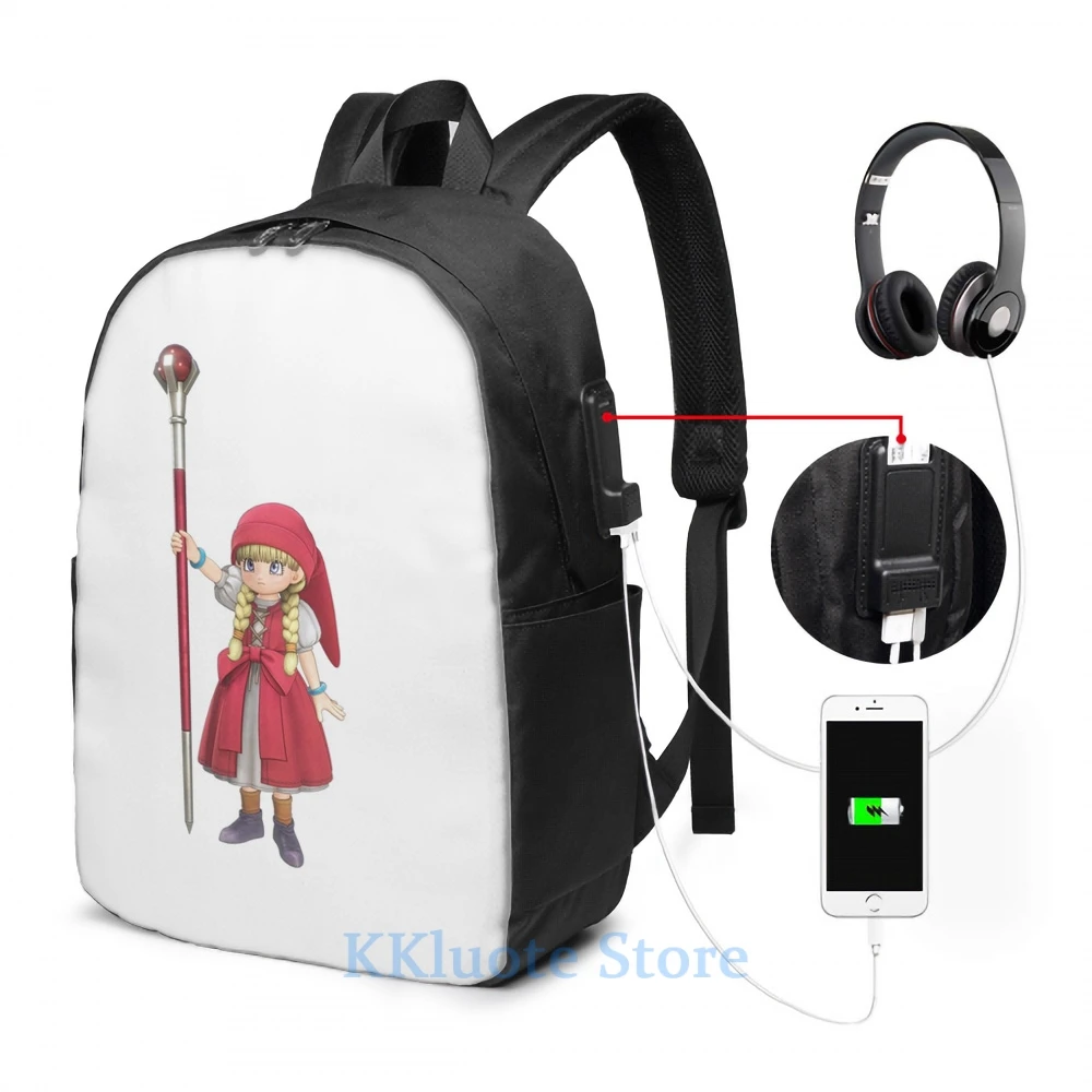 Funny Graphic print Dragon Quest XI - Veronica USB Charge Backpack men School bags Women bag Travel laptop bag