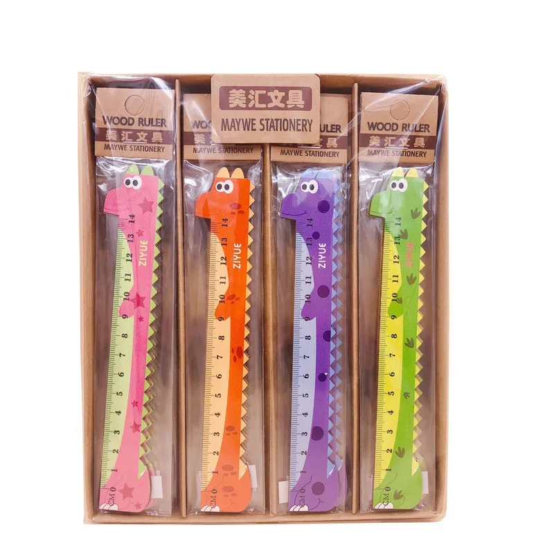 1pcs Creative Wooden Straight Ruler 15 Cm Donuts / Crocodile Kawaii Animal Drawing Ruler School Office Stationery Gifts