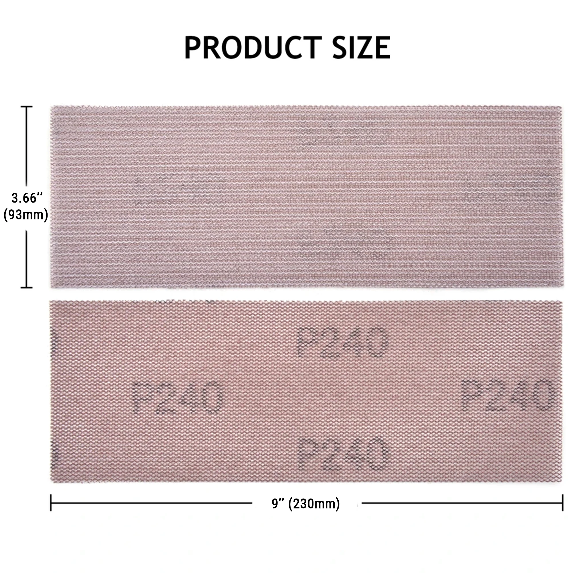 6PCS 3.66 x 9inch (93 x 230mm) Hook & Loop or Clip on Sander Pads，Mesh Dust Free Sandpaper (80-600#)