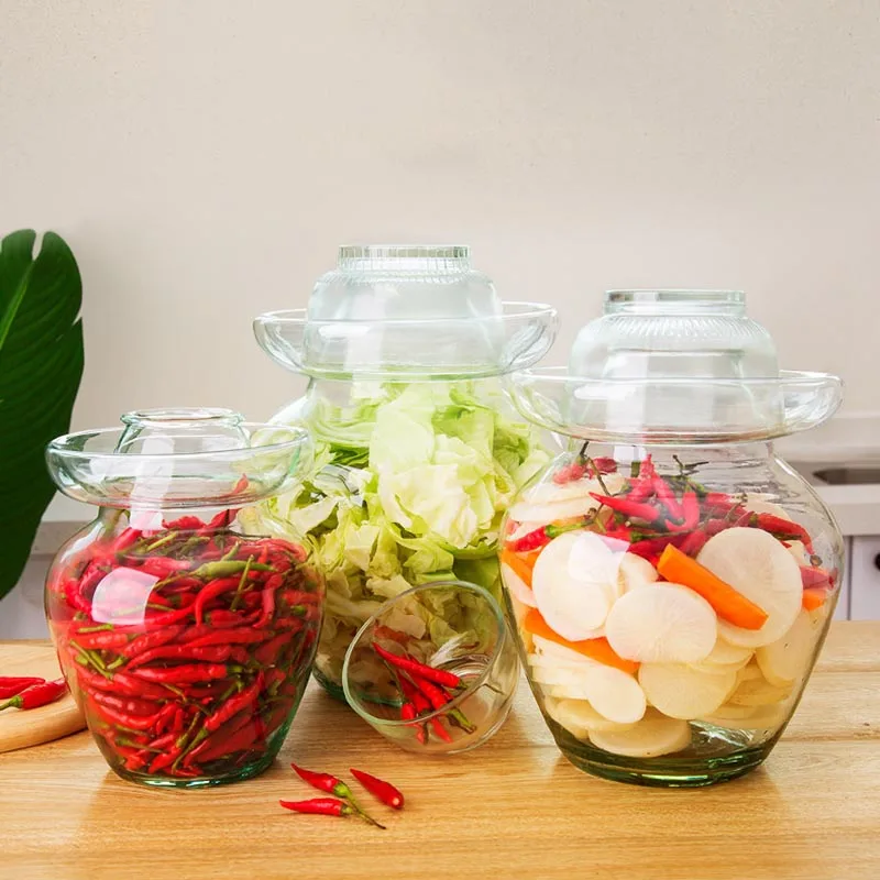 

Korea Transparent Glass Pickle Jars Cabbage Kimchi Jar Pickled Container Pickle Bottle Pickling Radish Chili Kitchen Accessories