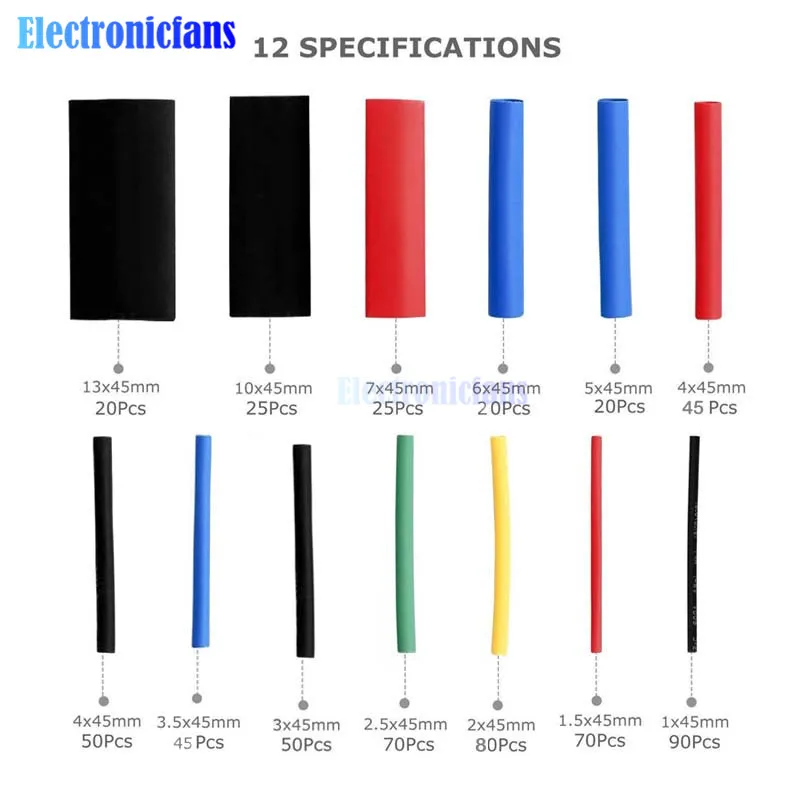 Imagem -05 - Kit de Tubos Termo Retráteis com Caixa 560 Peças Revestimento Eletrônico para Cabos Isolamento Elétrico Tubo Termo Retrátil