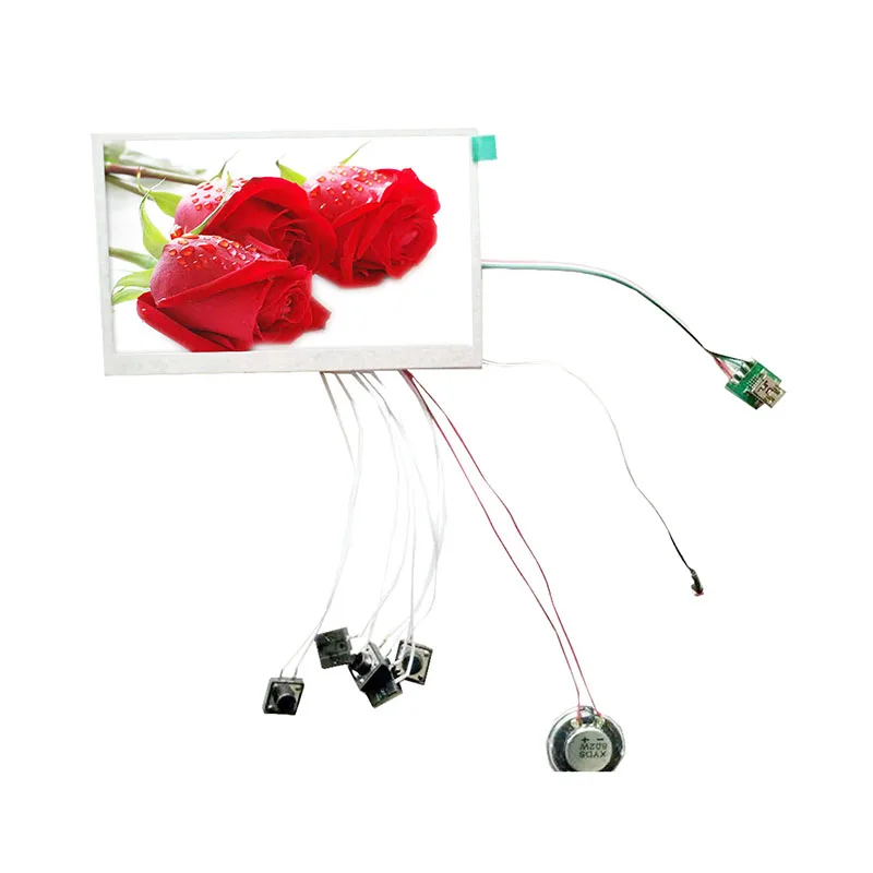 โมดูลวิดีโอหน้าจอ LCD ขนาด5นิ้วเทคโนโลยีขั้นสูงหน่วยความจำ128MB ระบบแม่เหล็กควบคุมสำหรับแบรนด์