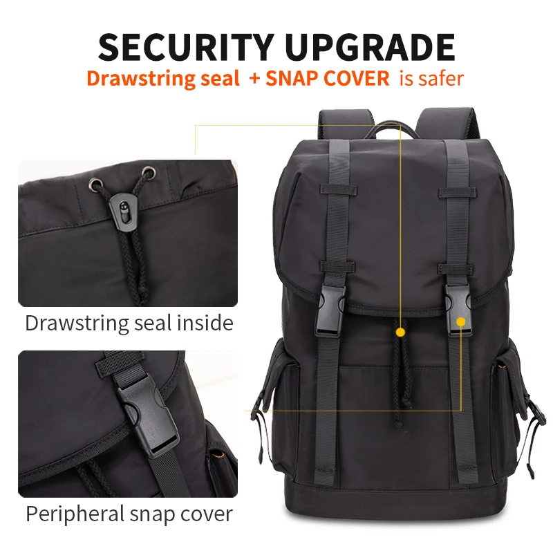 Heroic Knight Large Capacity Travel Backpacks Men USB Charge 15.6in Laptop Backpack For Teenagers Drawstring Bag Male School Bag