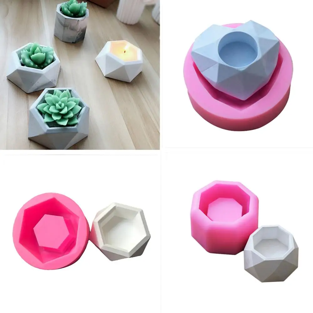 Silicone Mold Creative Geometric Polygonal Concrete Flower Pot Vase Mould Office Decoration DIY Clay Cementsilica Silicone Mold