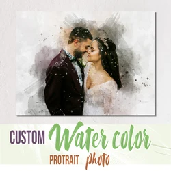 Personalized Custom Water color Canvas Painting for Lovers Family  Friends Unique Anniversary Gift Home Wall Art Decor Picture