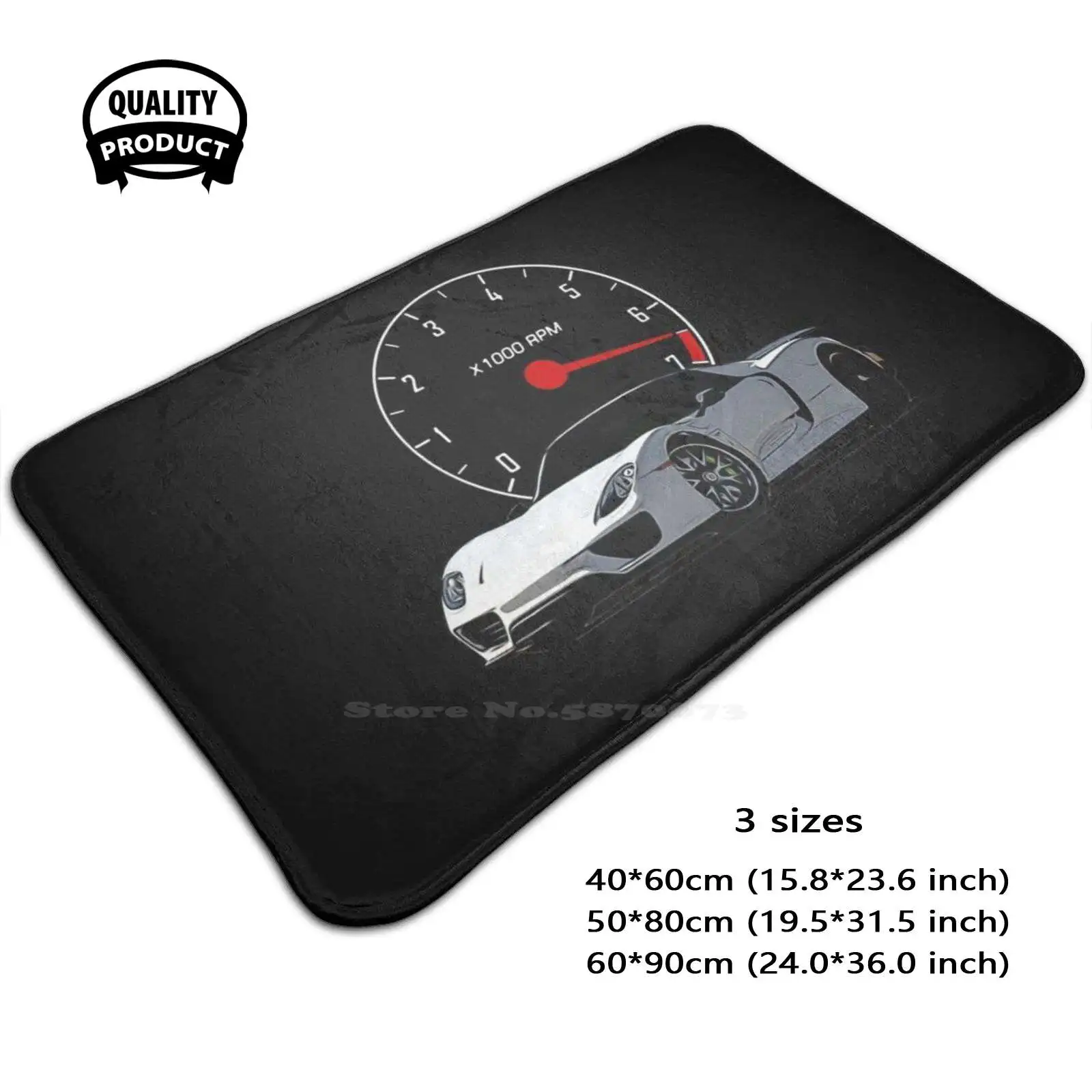 White 918 Front Side Tachometer Soft Cushion Home Carpet Door Mat Car Rug Cars Automobile Motorcar Speeding Throttle Racer