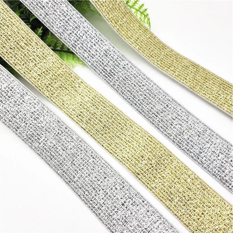 Glitter Gold Silver Elastic Bands 25mm 40mm Nylon Pants Lace Trim Waist Band for DIY Sewing Garment Trousers Accessories 1meter