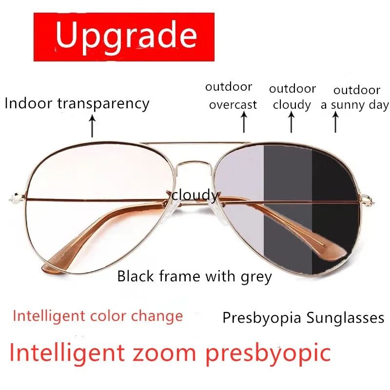 Photochromic Bifocal Progressive Reading Glasses Men Chameleon Glasses Male Change Color Sun Glasses Driver Diopters Eyewear